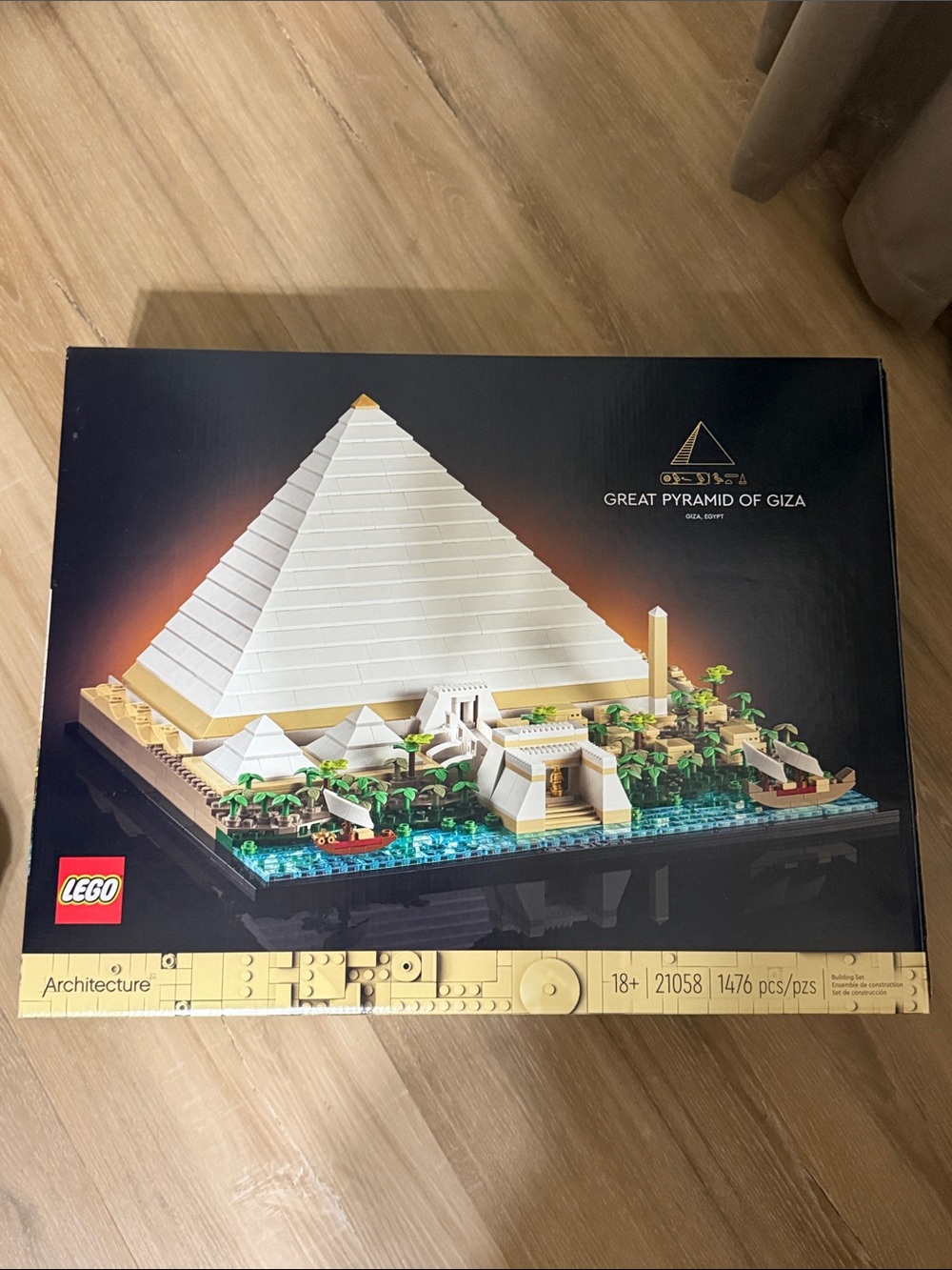 Lego Great Pyramid of Giza Model - White, Tan, Green, Blue